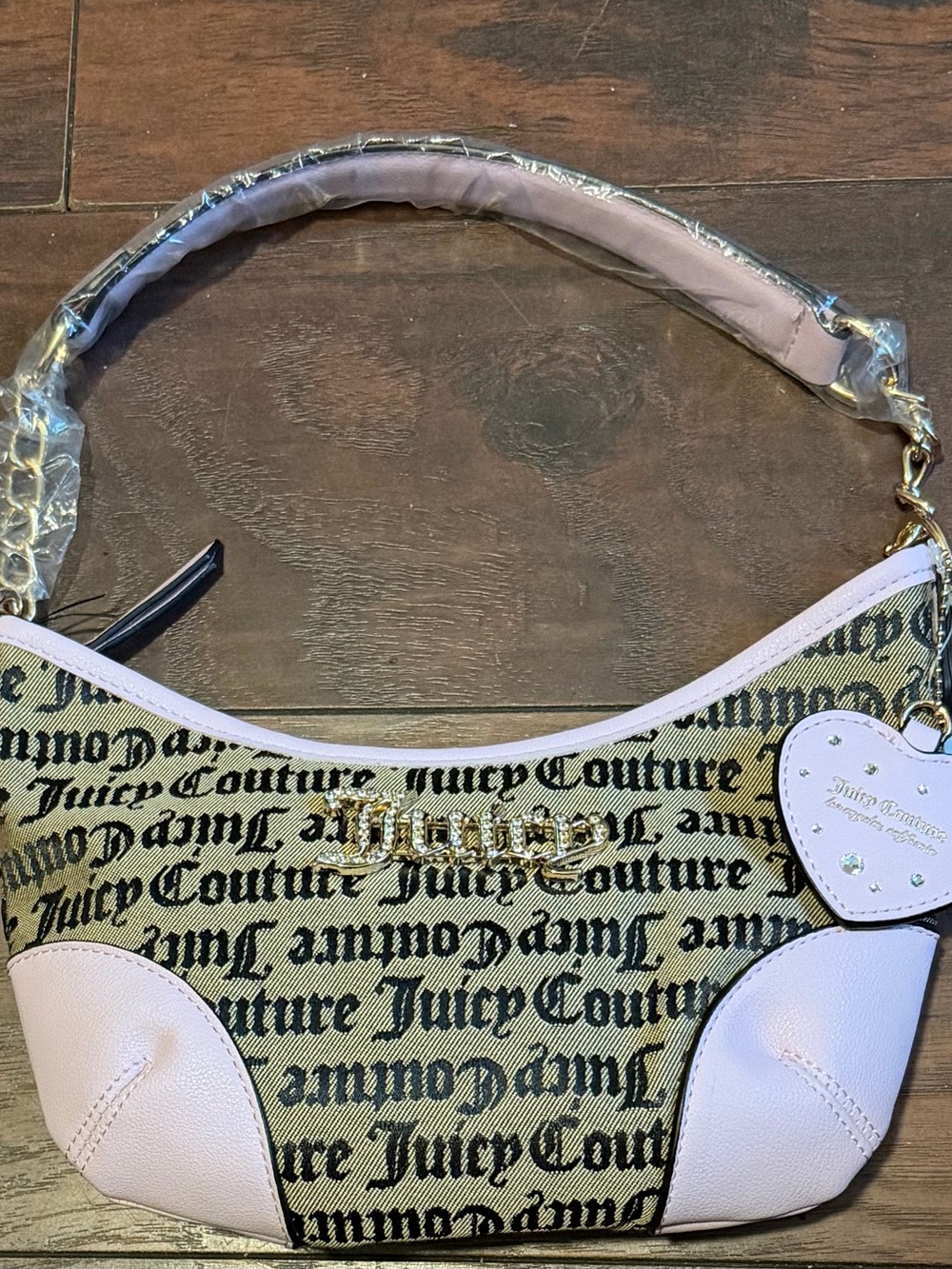 Juicy Couture Pink Trim Logo Jacquard Mini Shoulder Bag